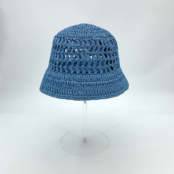H17889 Prada blue logo letter woven hollow bucket hat hat circumference 59cm hat main image 7
